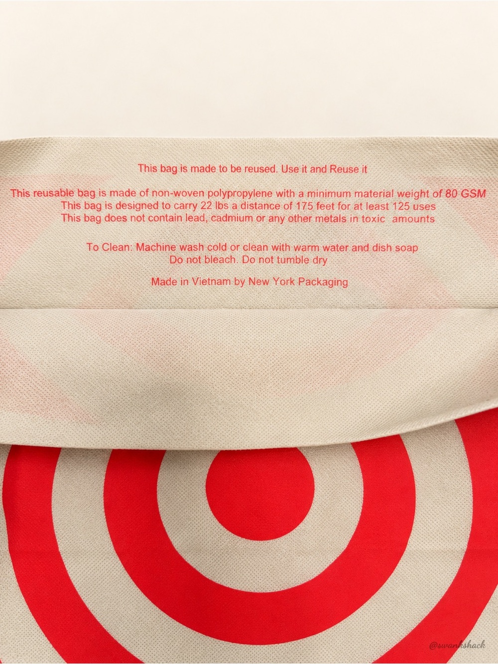 (12) Target Bullseye Reusable Shopping Tote Bags Cream & Red NWT - Picture 3 of 3